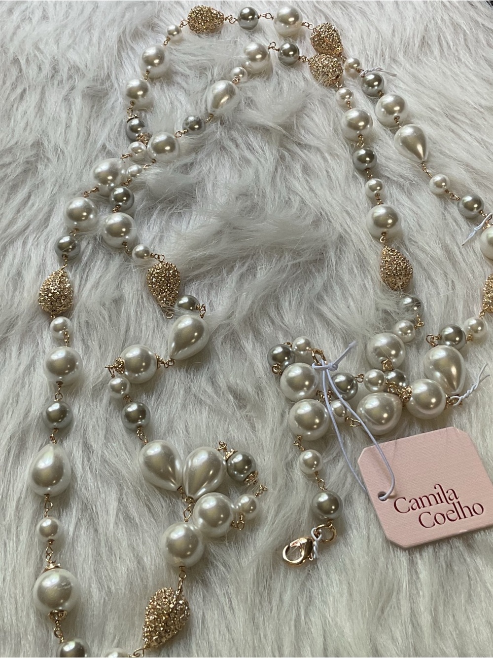 Camila Coelho Gold and Ivory Pearl Cluster Necklace